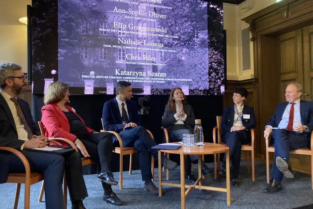 Image of the participants of a Roundtable debate om the European Democratic Shield